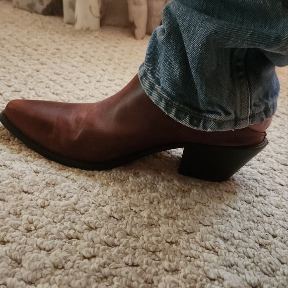 Code West Brown Leather Western Heeled Mules Size 10 - Picture 5 of 9